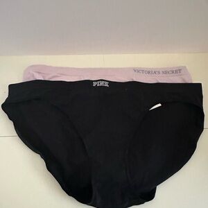 Victoria's Secret PINK Black and Lavender Panties size L/ NWT